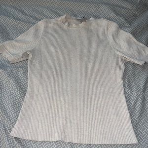 Cute Tan short sleeve shirt with decorative neck collar